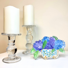 Load image into Gallery viewer, Hydrangeas acrylic art block with a cut-out shape and dimensional floral design perfect for elegant home décor accents.
