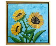 Load image into Gallery viewer, Sunflowers on Blue, 10 x 10 x 1.5
