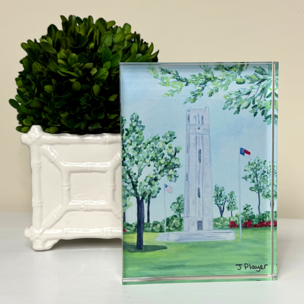 NC State Bell Tower Acrylic Block – Freestanding Wolfpack Art by Jeanne Player