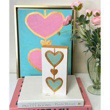 Load image into Gallery viewer, Preppy heart art in shades of green, pink, white and gold.  Original heart classics for your bookcase, desk or wall.
