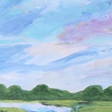 Load image into Gallery viewer, Elegant coastal marsh wall art with abstract brushwork and soft layered pastel tones.
