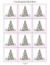 Load image into Gallery viewer, Holiday gift tags printable sheet – 12 preppy Christmas tree tags on 8.5 x 11 inch PDF
