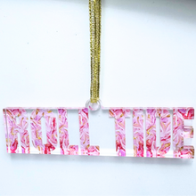 Load image into Gallery viewer, Alabama Christmas ornament featuring Roll Tide lettering filled with original abstract artwork
