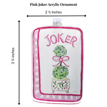 Load image into Gallery viewer, Pink mahjong Christmas ornament with classic Joker design and gold details
