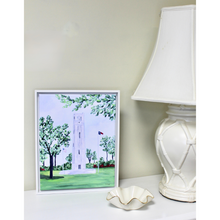 Load image into Gallery viewer, Raleigh North Carolina college wall art inspired by the NC State Memorial Bell Tower landmark.
