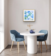 Load image into Gallery viewer, This abstract art print is the perfect addition to blue and white decor including dining rooms.
