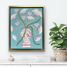 Load image into Gallery viewer, Modern floral artwork with blush pink blooms and gold details.
