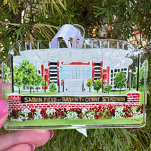 Load image into Gallery viewer, Decorative ornament of Saban Field at Bryant-Denny Stadium held against a green background

