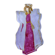 Load image into Gallery viewer, Angel acrylic block gift idea for baptisms, Christenings, Easter, or baby showers featuring delicate pink and gold angel artwork.
