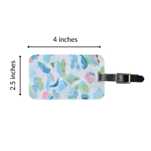 Load image into Gallery viewer, Modern abstract luggage tag by Jeanne Player featuring bold colorful artwork and chic travel accessory styling.
