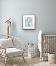 Load image into Gallery viewer, Christian baptism gift featuring a beautiful floral cross giclée print that celebrates faith, hope, and God's love.
