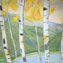 Load image into Gallery viewer, Original outdoor inspired painting designed for collectors who love hiking, nature, and luxury interiors
Scenic birch grove painting with expressive brushwork and peaceful lake view on gallery wrapped canvas
