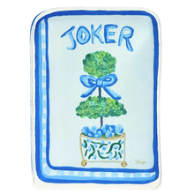 Load image into Gallery viewer, Blue mahjong acrylic block featuring a hand-painted Joker design in classic blue and white
