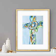Load image into Gallery viewer, Hope Cross Christian art print featuring a colorful floral cross, a meaningful baptism, confirmation, wedding, Easter, or faith-inspired gift.
