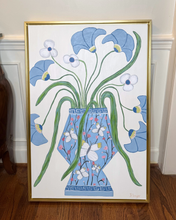Load image into Gallery viewer, Coastal floral art with soft blue, blush pink, cream, and green tones designed for timeless traditional and coastal homes.
