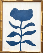 Load image into Gallery viewer, Navy blue floral silhouette on a cream background. Original art
