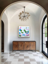 Load image into Gallery viewer, Bright square abstract wall art for a nursery, girls' room, or colorful gallery wall.
