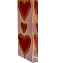 Load image into Gallery viewer, Contemporary heart acrylic block art with layered pink, rose, and gold tones, perfect for Valentine’s Day, anniversaries, weddings, birthdays, and meaningful gifts.
