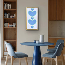 Load image into Gallery viewer, Original heart canvas art with vibrant blue, green, and gold tones for chic gallery walls. Statement heart painting for families, collectors, and lovers of colorful contemporary décor.
