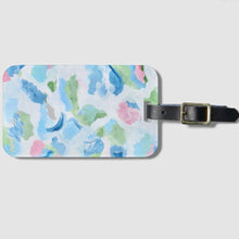 Load image into Gallery viewer, Acrylic travel tag with abstract artwork reproduced from Jeanne Player’s original colorful painting.
