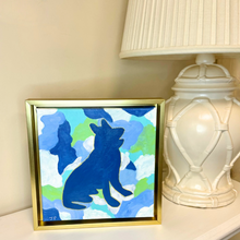 Load image into Gallery viewer, German Shepherd dog lover gift artwork featuring whimsical abstract painting on stretched canvas.
