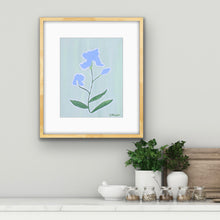 Load image into Gallery viewer, Dorm room botanical wall decor featuring contemporary iris artwork printed as a museum-quality giclée.
