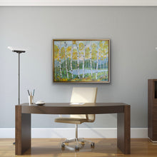 Load image into Gallery viewer, Nature inspired wall art with textured birch bark, rolling mountains, and calming lake composition
