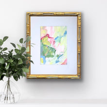 Load image into Gallery viewer, Colorful abstract floral painting titled Garden Mosaic 1 with layered botanical shapes and vibrant garden-inspired colors.

