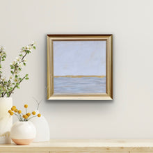 Load image into Gallery viewer, Original acrylic seascape artwork with textured brushwork and gold metal leaf accents inspired by a peaceful winter shoreline.
