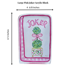 Load image into Gallery viewer, large pink mahjong Joker acrylic block for a shelf, desk, or mahjong table.
