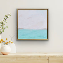 Load image into Gallery viewer, Line on the Horizon I original abstract artwork displayed in a sophisticated coastal-inspired interior.
