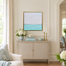 Load image into Gallery viewer, Coastal chic abstract art on canvas for traditional interiors.

