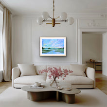 Load image into Gallery viewer, Marsh Sky giclée print styled as coastal wall art for a beach house interior
