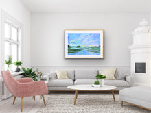 Load image into Gallery viewer, Marsh Sky coastal giclée art print by artist Jeanne Player featuring a tranquil marsh landscape
