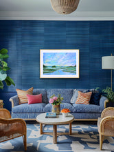 Load image into Gallery viewer, Marsh Sky original landscape reproduced as a blue coastal giclée wall art print

