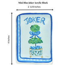 Load image into Gallery viewer, Mini blue mahjong acrylic block for a desk, shelf, bar cart, or mahjong table
