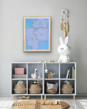 Load image into Gallery viewer, Feminine coastal floral wall art in blue and white for powder rooms, bedrooms, and living spaces and nurseries.
