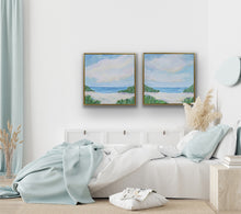 Load image into Gallery viewer, Close-up of Sea Breeze 2 showing layered acrylic paint and painterly texture in soft coastal colors.
