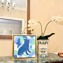 Load image into Gallery viewer, Modern German Shepherd pop art dog wall decor with blue, green, white, and gold acrylic paint textures.
