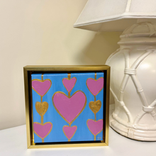 Load image into Gallery viewer, Modern whimsical heart artwork with pink, blue, and gold tones for stylish interiors.
