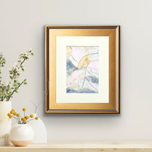 Load image into Gallery viewer, Elegant mixed media painting in black, gray, blush pink, and gold designed to create a sense of intrigue and sophistication.
