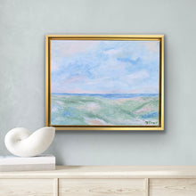 Load image into Gallery viewer, On the Beach coastal wall art by Southern artist Jeanne Player, a colorful abstract beach-inspired artwork designed for living rooms, bedrooms, beach houses, and coastal interiors.
