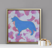 Load image into Gallery viewer, Original pop art golden retriever canvas painting with expressive acrylic brushstrokes and textured palette knife details.
