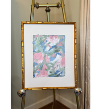 Load image into Gallery viewer, Palette in Motion showing vibrant pink, rose, blue, green and white acrylic paint and natural paper texture.
