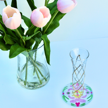 Load image into Gallery viewer, Round acrylic drink coasters with vibrant Palm Beach-inspired artwork by Jeanne Player, perfect for coastal homes and entertaining. Colorful acrylic coaster set with original abstract artwork displayed on a modern bar cart for stylish coastal entertaining.
