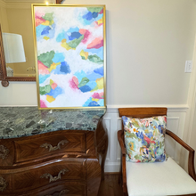 Load image into Gallery viewer, Large contemporary abstract painting inspired by garden colors and joyful feminine interiors.
