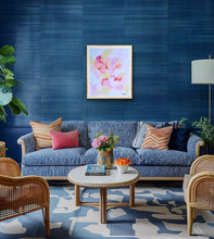 Load image into Gallery viewer, Modern pink abstract art print adding cheerful color and sophisticated style to a college dorm room or first apartment.
