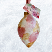 Load image into Gallery viewer, Luxury hand-painted ceramic Christmas ornament in soft pink and gold for elegant holiday decorating.
