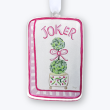 Load image into Gallery viewer, Pink mahjong Joker Christmas ornament featuring hand-painted artwork
