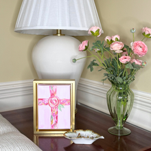 Load image into Gallery viewer, Original acrylic cross artwork for girls bedroom, nursery shelf styling, or prayer room decor
